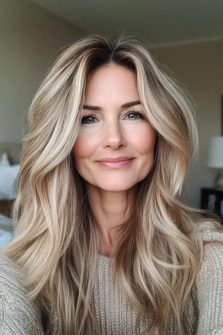 Soft Layered Waves with Honey Blonde
