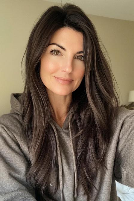 Long Sleek Cut in Espresso Brown