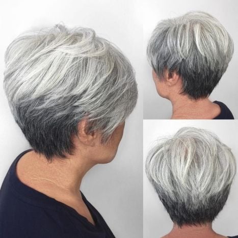 Reverse-Ombre for Short Gray Hair