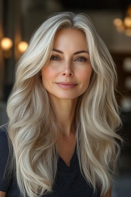 Low-Maintenance Layers with Ash Blonde Tint
