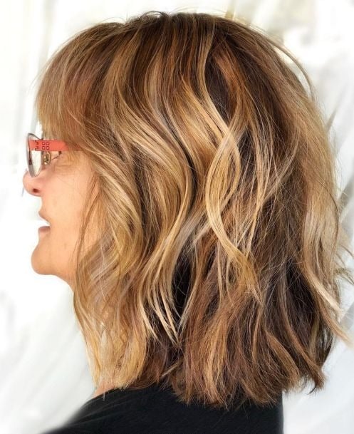 Wavy Shaggy Copper Blonde Bob