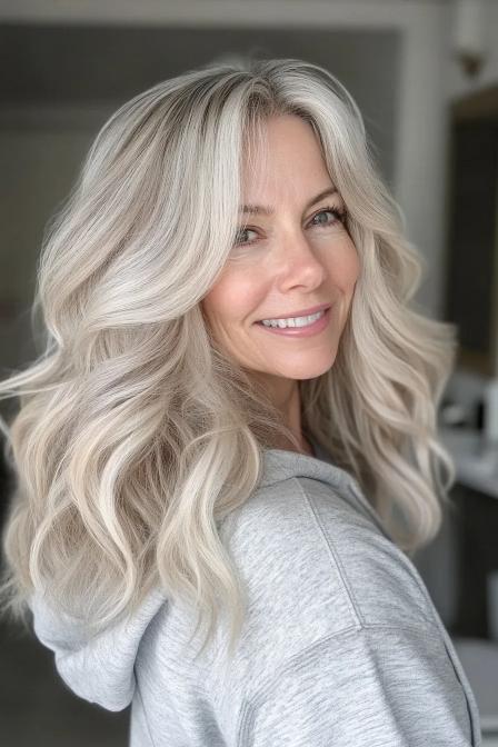 Voluminous Curls in Champagne Blonde