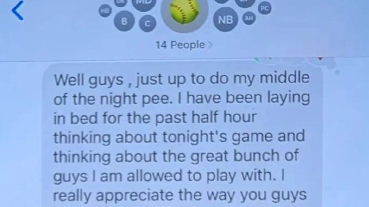 81-Year-Old Softball Player Delivers the Sweetest Message to His Teammates in the Middle of the Night