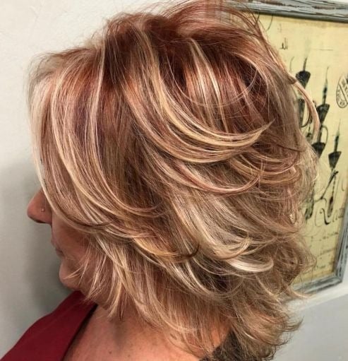 Shorter Feathered Red and Blonde Hairstyle