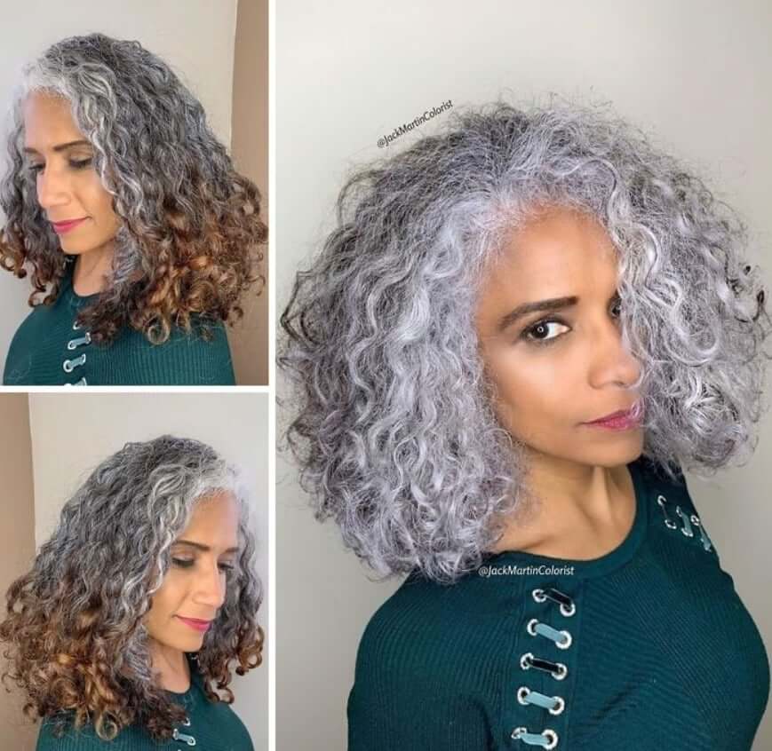 30 Gorgeous Women Who Are Embracing Gray Hair (Before and After Transformation) 7 Older woman's gray hair transformation before and after.